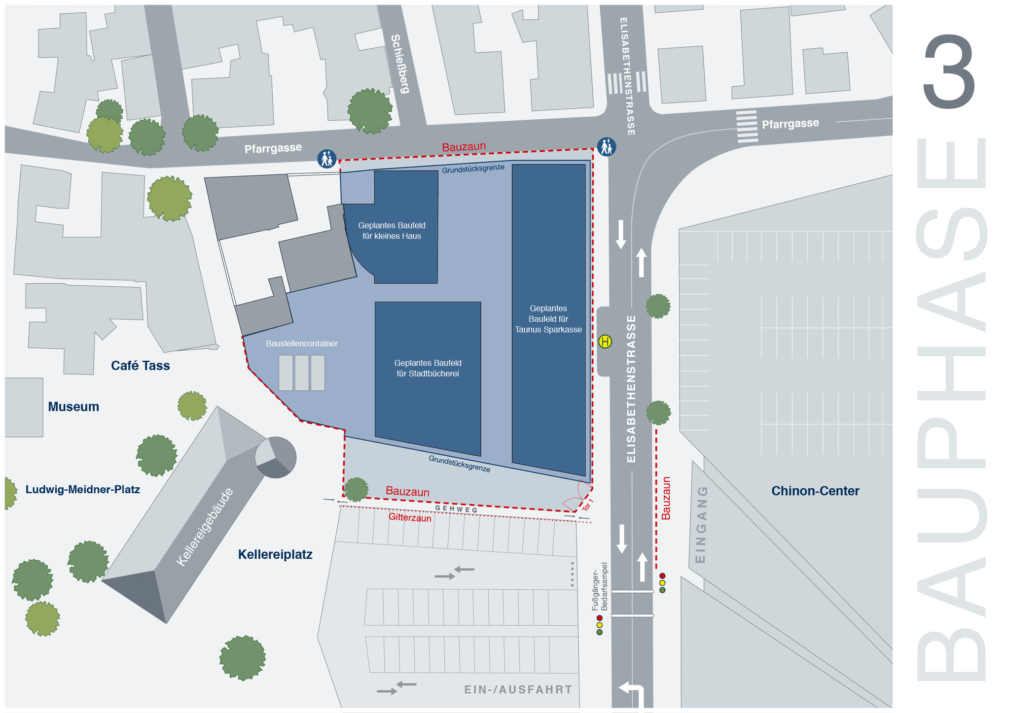 Neue Stadtbücherei: Baustelle mit drei Phasen bis 2021